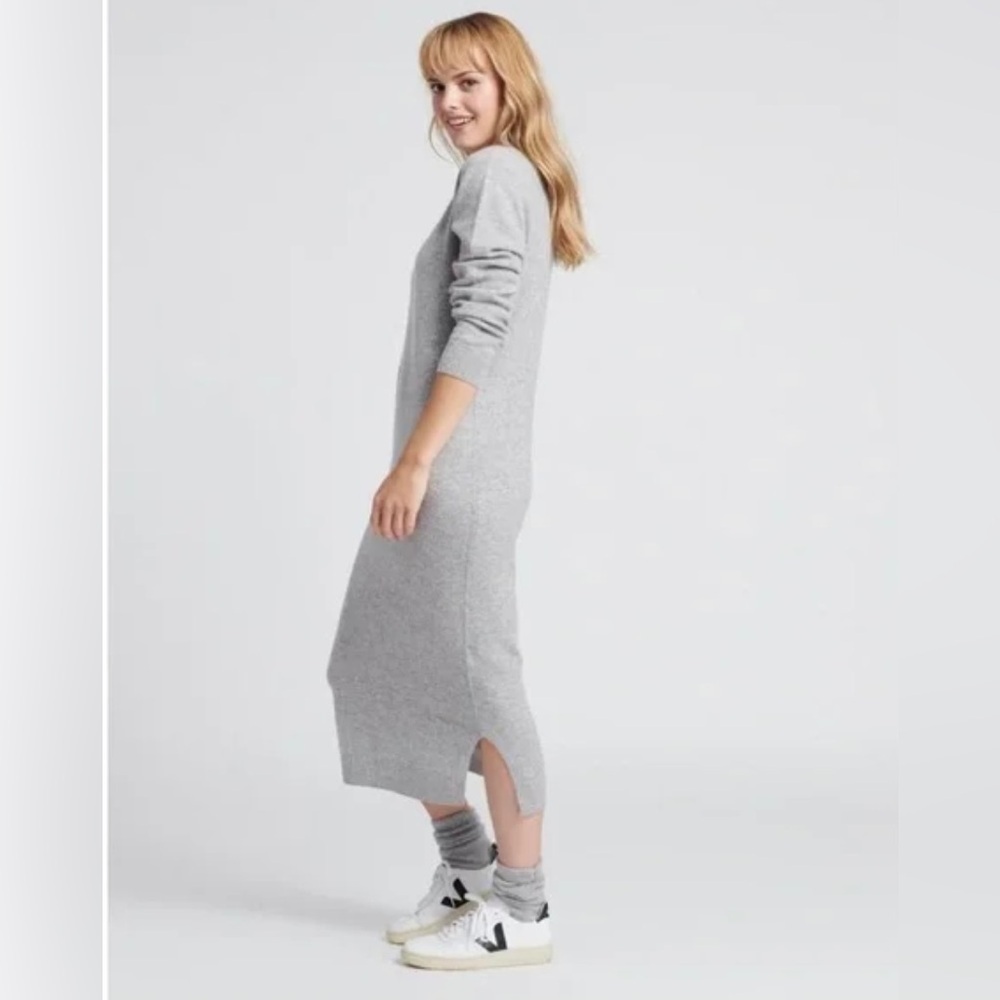 NAADAM Heather Gray Long Sleeve wool cashmere Dress. Size Xs